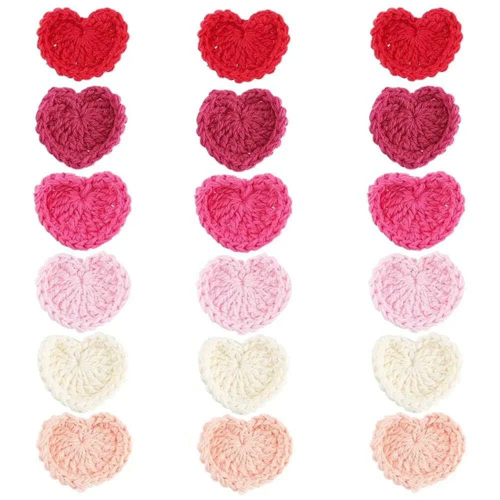 18 Pcs Love Heart Crochet Appliques Heart Shaped Cotton Crochet Patches